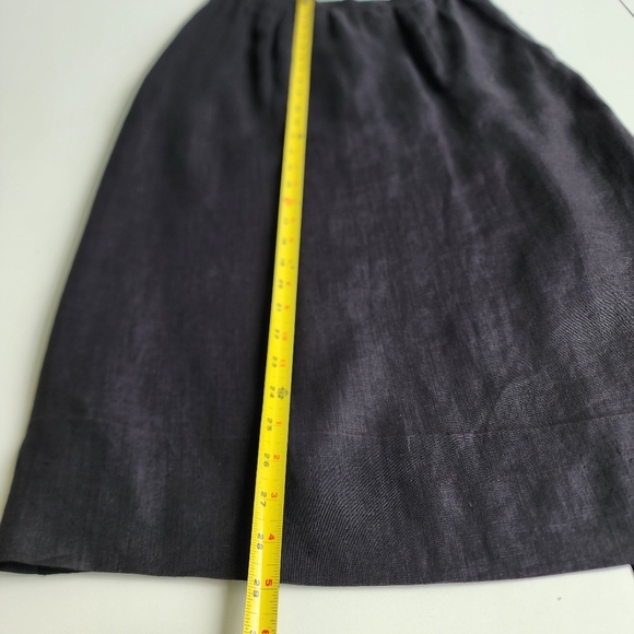 Vtg Women's Linen Midi Skirt ILGWU Black Side Zip USA Sz 12 - Picture 5 of 13